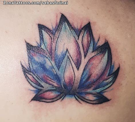 Foto de tatuaje Lotos, Flores, Espalda