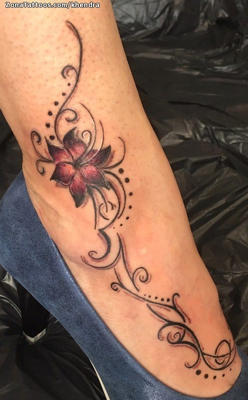 Tattoo photo Flowers, Flourish, Instep