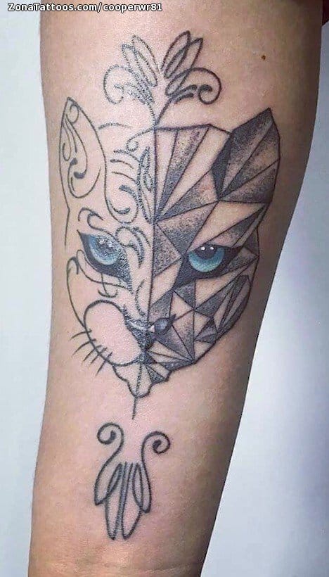 Foto de tatuaje Gatos, Animales, Geométricos