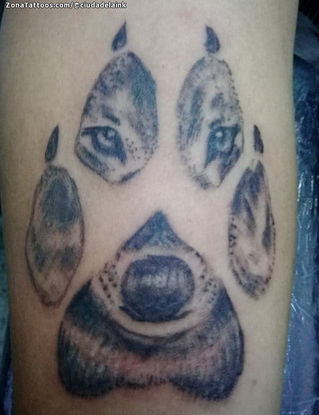 Tattoo photo Wolfs, Footprints, Animals