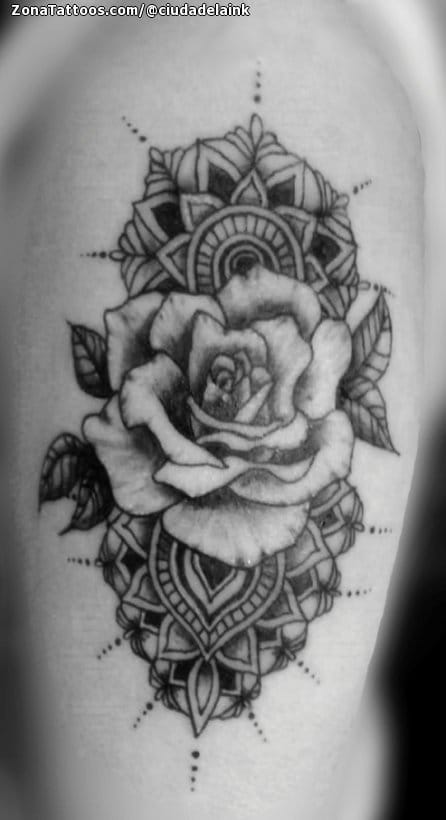 Foto de tatuaje Rosas, Mándalas, Flores