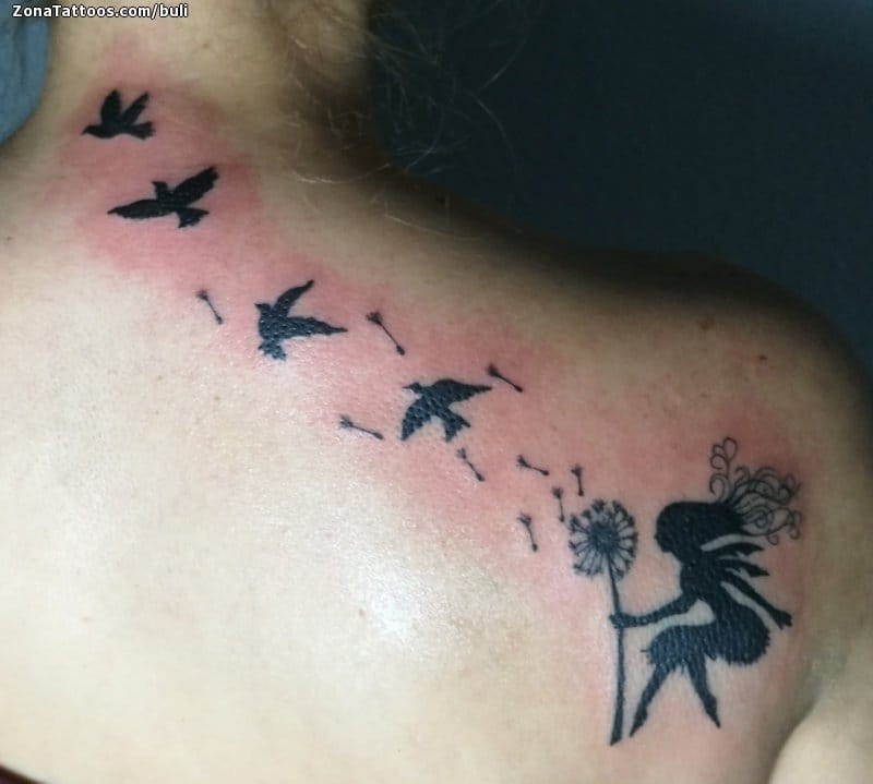 Tattoo photo Birds, Fairies, Back