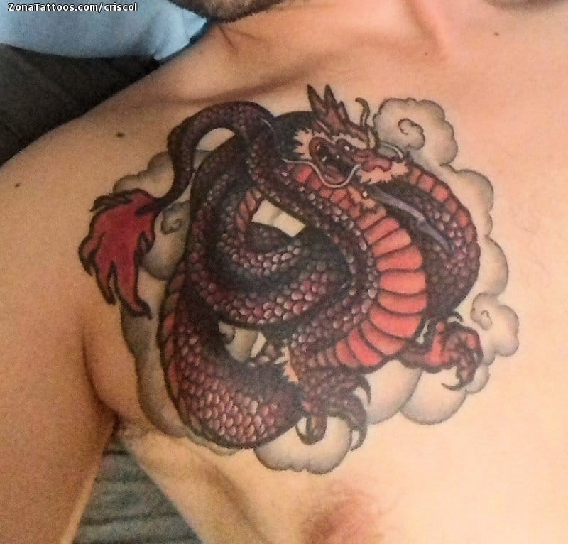 Foto de tatuaje Dragones, Orientales, Pecho