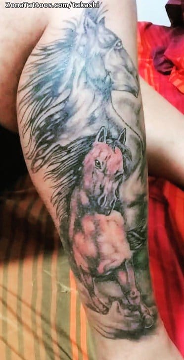 Foto de tatuaje Caballos, Animales, Pierna