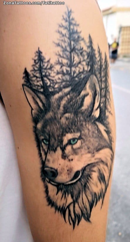 Foto de tatuaje Lobos, Árboles, Animales