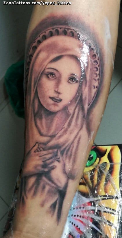 Tattoo photo Virgins, Religious, Forearm