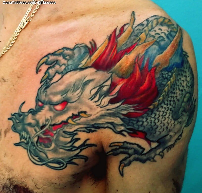 Tattoo photo Dragons, Asian, Shoulder