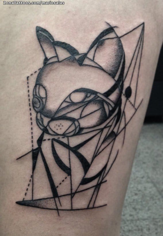 Tattoo of Cats, Animals, Abstract