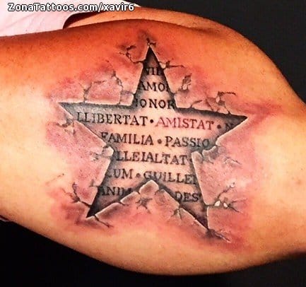 Tattoo photo Stars, Letters, Messages