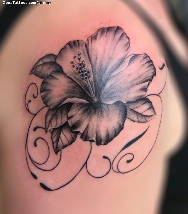 Foto de tatuaje Flores, Filigranas, Hombro