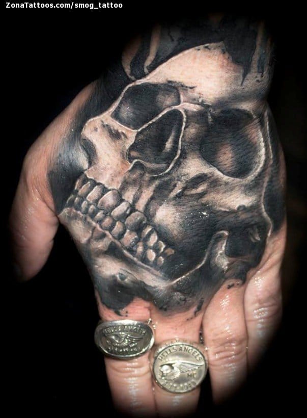 Tattoo of Skulls, Hand, Gothic
