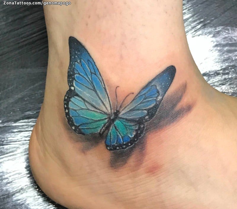 Foto de tatuaje Mariposas, Insectos, Tobillo