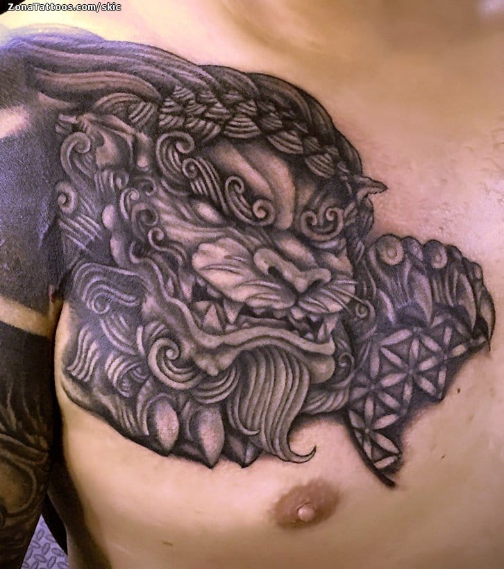 Tattoo photo Lions, Asian, Chest