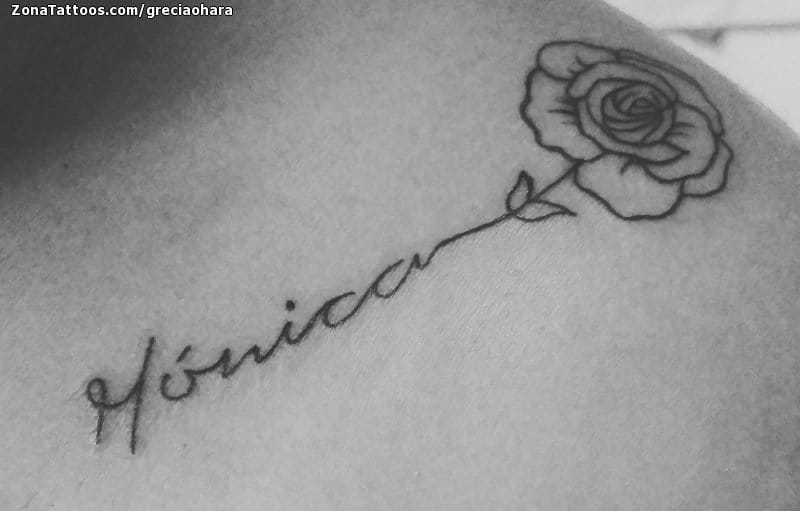 Tatuaje de Mónica, Nombres, Letras