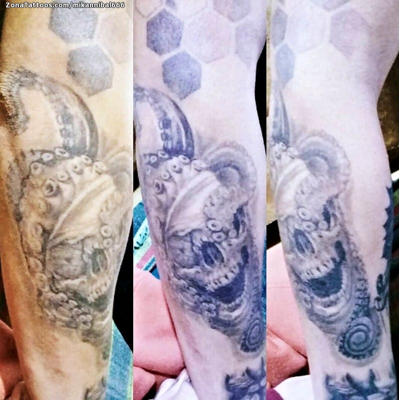 Tattoo photo Skulls, Octopuses, Arm