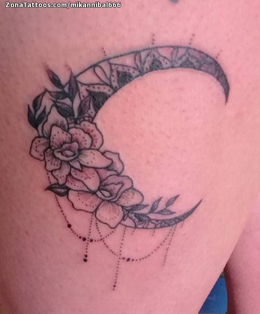 Foto de tatuaje Lunas, Flores