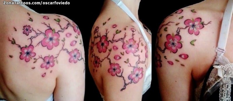 Foto de tatuaje Flores, Hombro