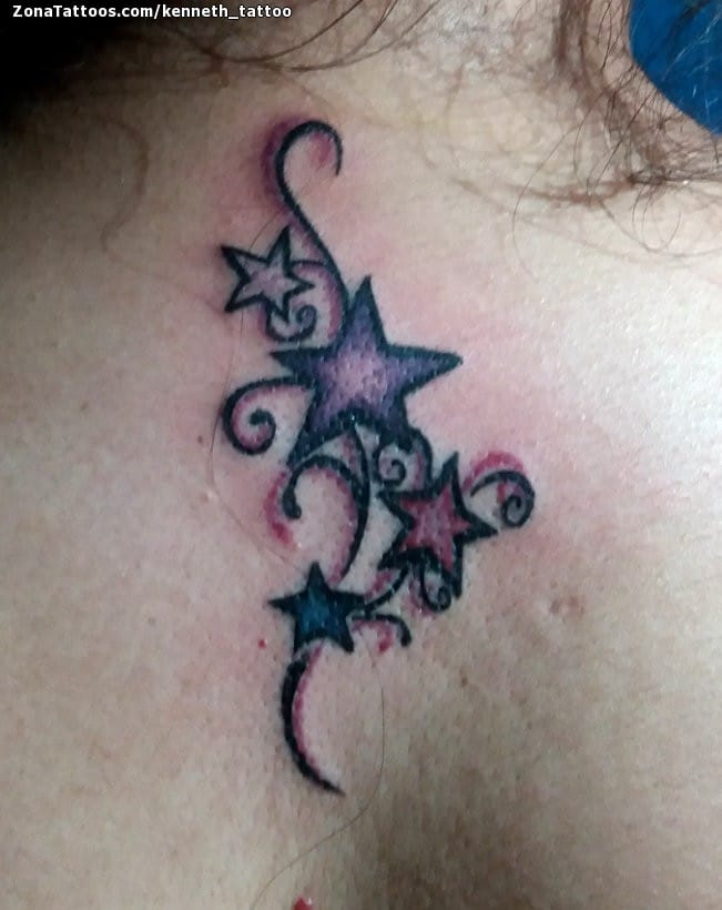 Foto de tatuaje Estrellas, Filigranas, Espalda