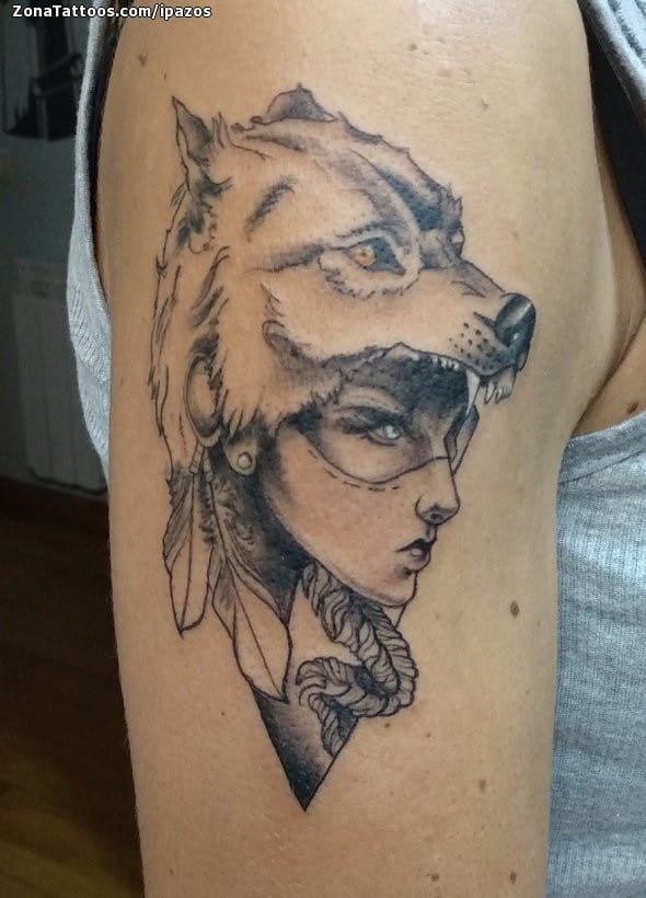 Foto de tatuaje Rostros, Lobos, Animales