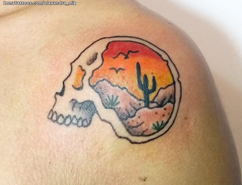 Foto de tatuaje Calaveras, Pequeños, Cactus