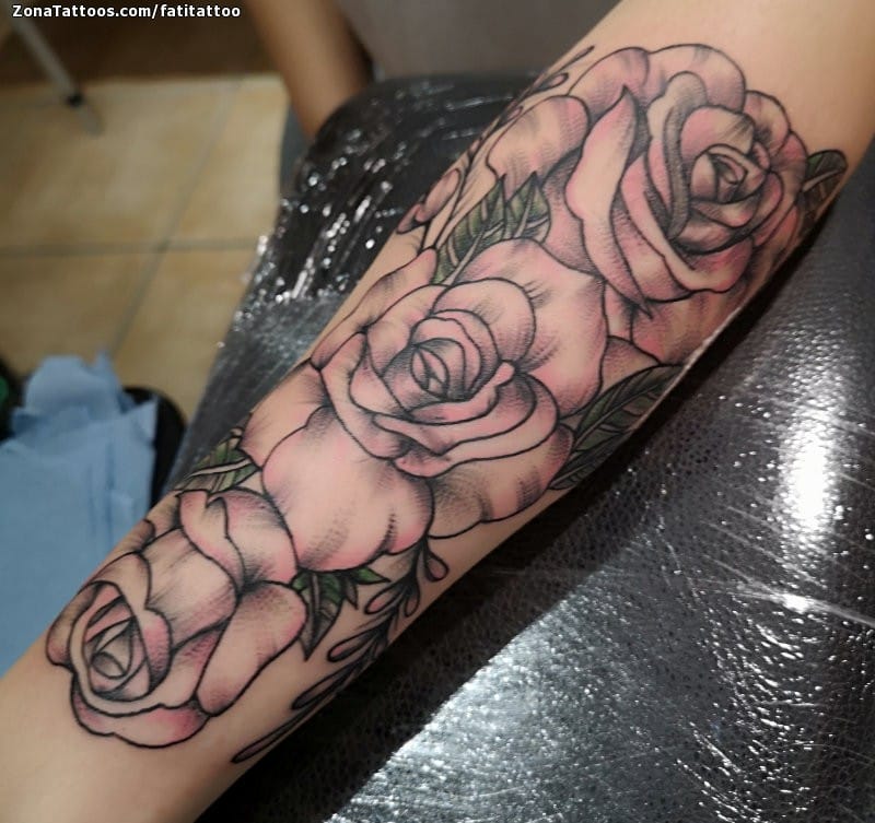 Tattoo photo Roses, Flowers, Forearm