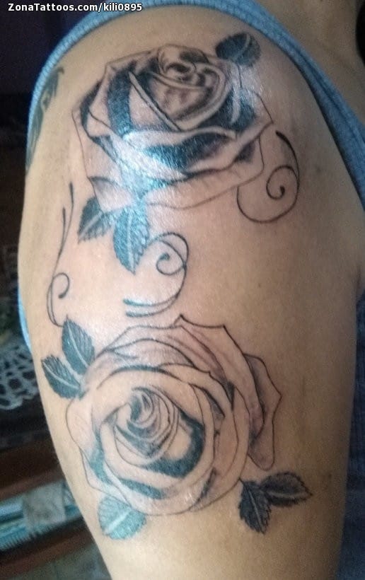 Tattoo photo Roses, Flowers, Shoulder