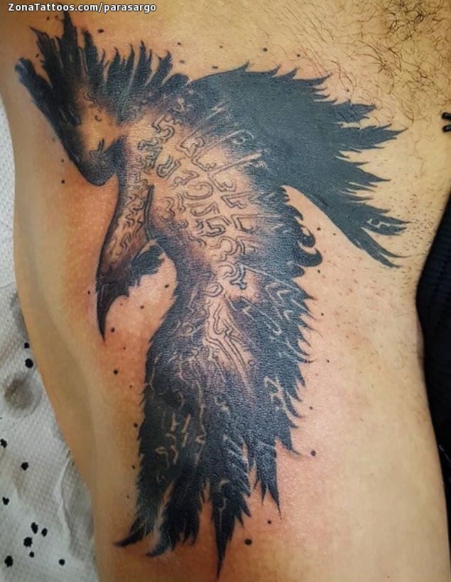 Foto de tatuaje Cuervos, Runas, Aves