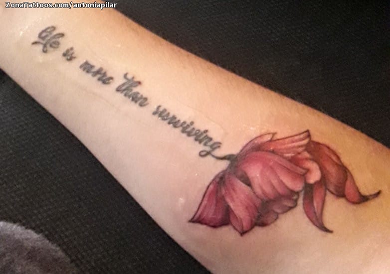 Foto de tatuaje Frases, Letras, Flores