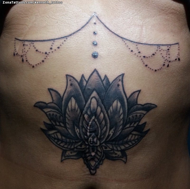 Tattoo photo Lotus, Chest, Scars