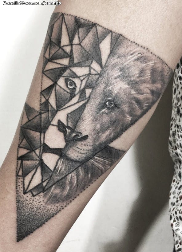 Foto de tatuaje Leones, Geométricos