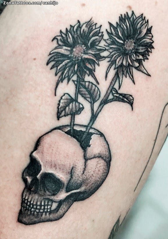 Foto de tatuaje Calaveras, Flores