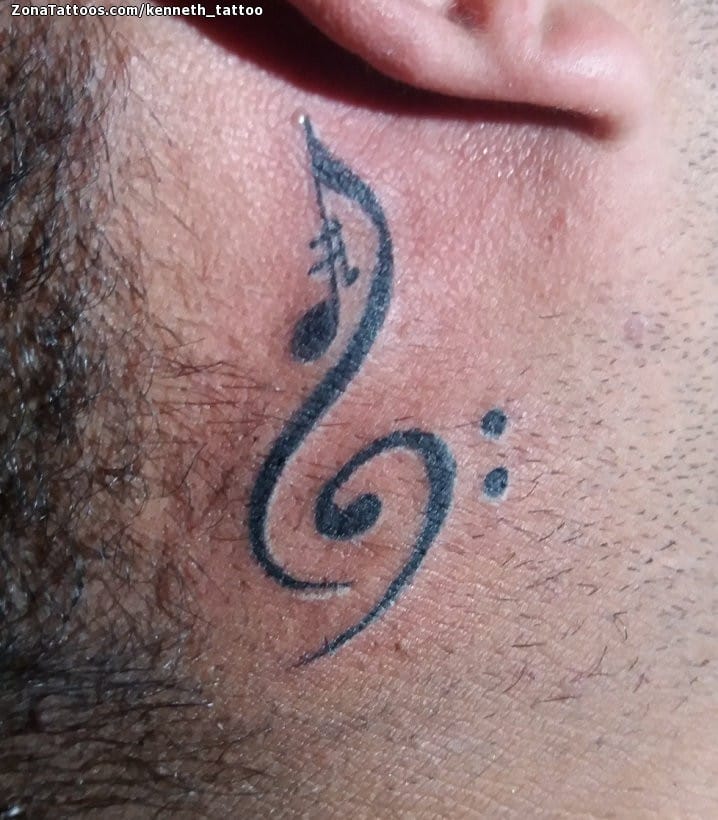 Tattoo photo Musical notes, Neck