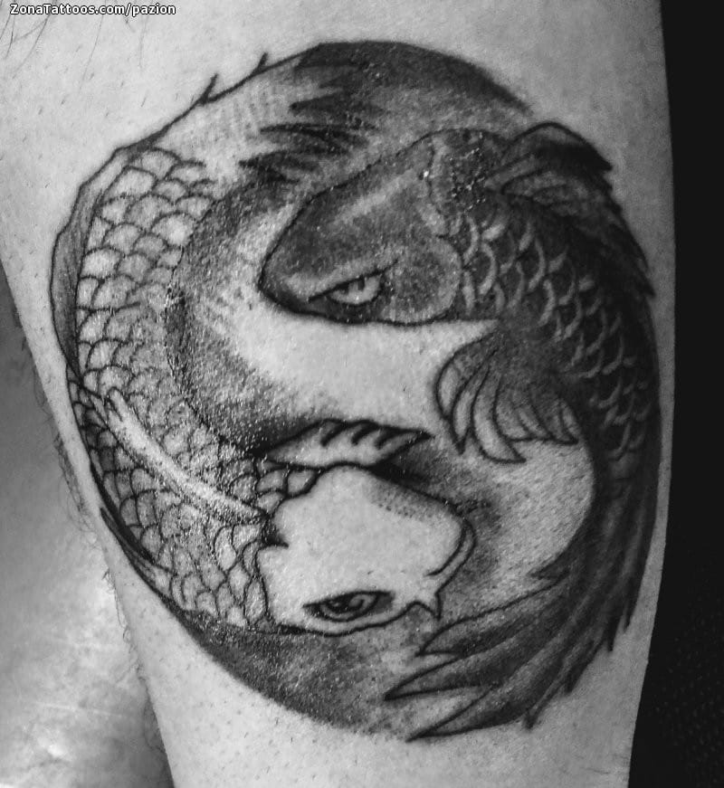 Foto de tatuaje Koi, Peces, Yin y Yang