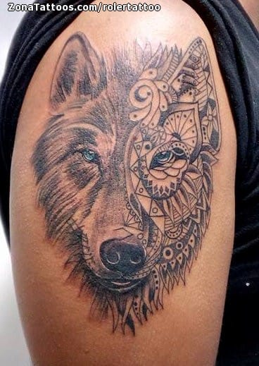 Foto de tatuaje Lobos, Mándalas, Animales