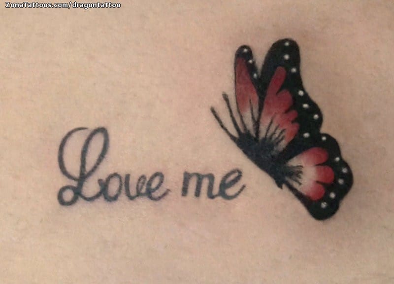 Tattoo of Butterflies, Letters, Insects