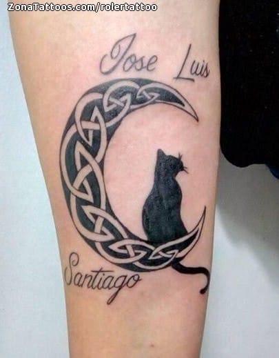 Tattoo photo Moons, Cats, Animals