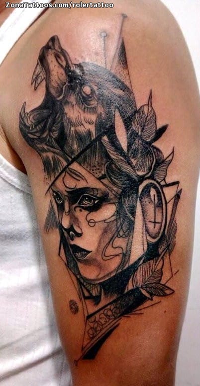 Foto de tatuaje Lobos, Animales, Rostros