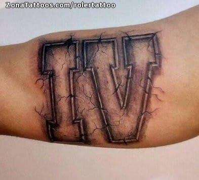 Tattoo photo Roman numerals, Cracks