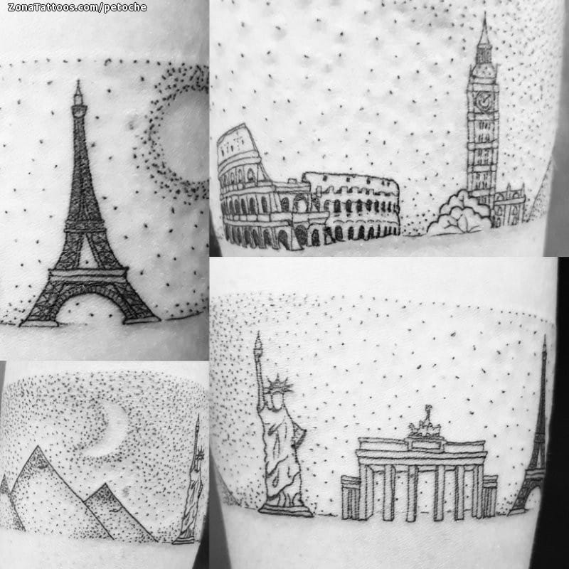 Tattoo photo Monuments, Pointillism, Bracelets