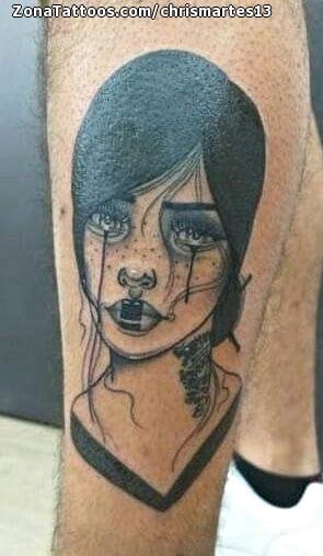 Foto de tatuaje Rostros, Personas, Pierna