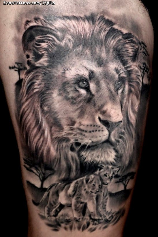 Tattoo photo Lions, Animals