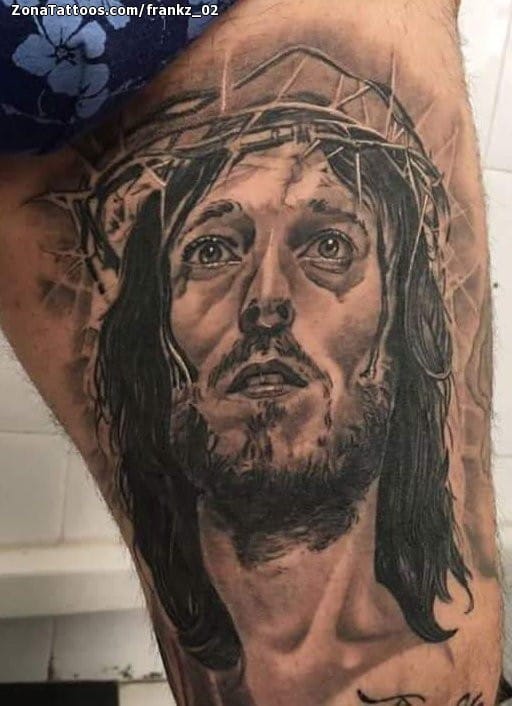 Tattoo photo Christ, Religious, Thigh