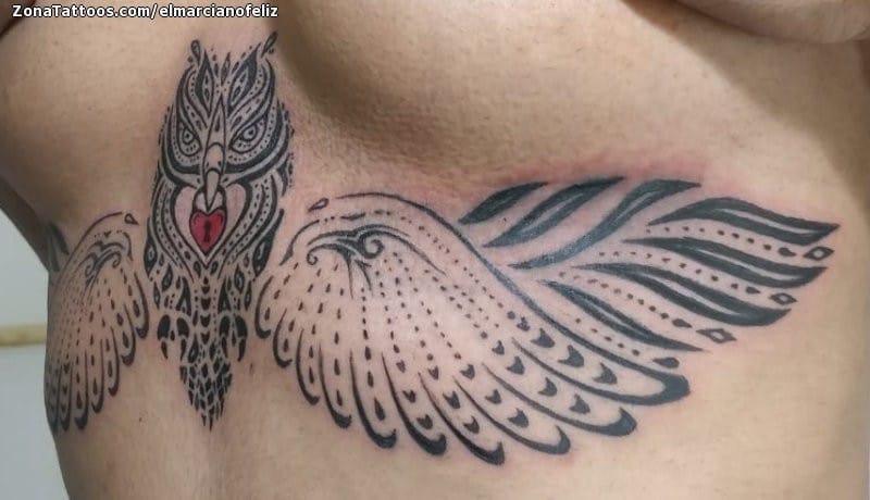 Tattoo photo Owls, Wings, Tribal