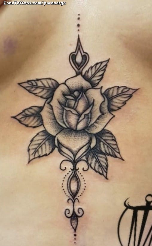 Tattoo photo Roses, Flowers, Chest