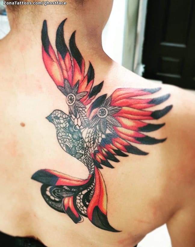 Tattoo photo Phoenix, Back