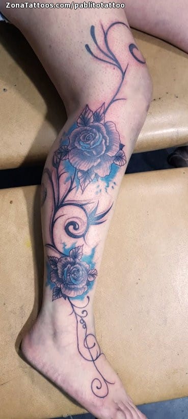 Foto de tatuaje Rosas, Enredaderas, Flores