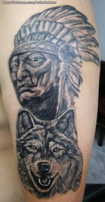 Foto de tatuaje Indios, Lobos, Animales