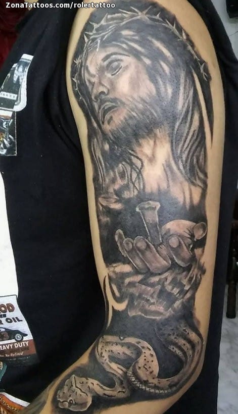 Tattoo photo Christ, Religious, Arm