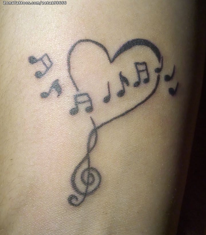 Heart Music Note Tattoos On Wrist