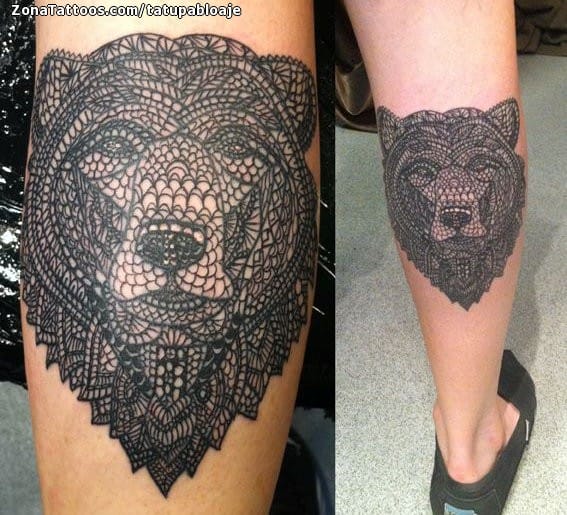 Tattoo photo Bears, Calf, Leg